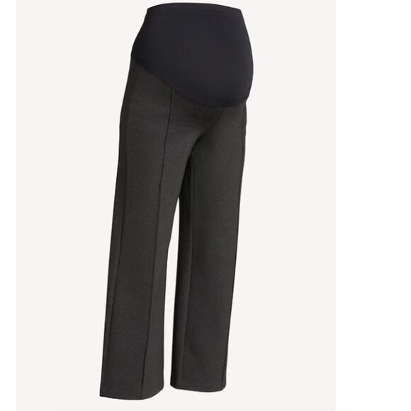 Maternity Full Panel Stevie Straight Taper Pants SIze L Heathered Grey - Picture 1 of 1